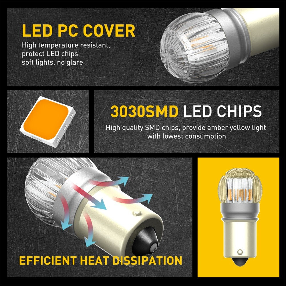 Anti-overtaking flasher 1156 LED turn signal bulb flashes, parking light amber - v