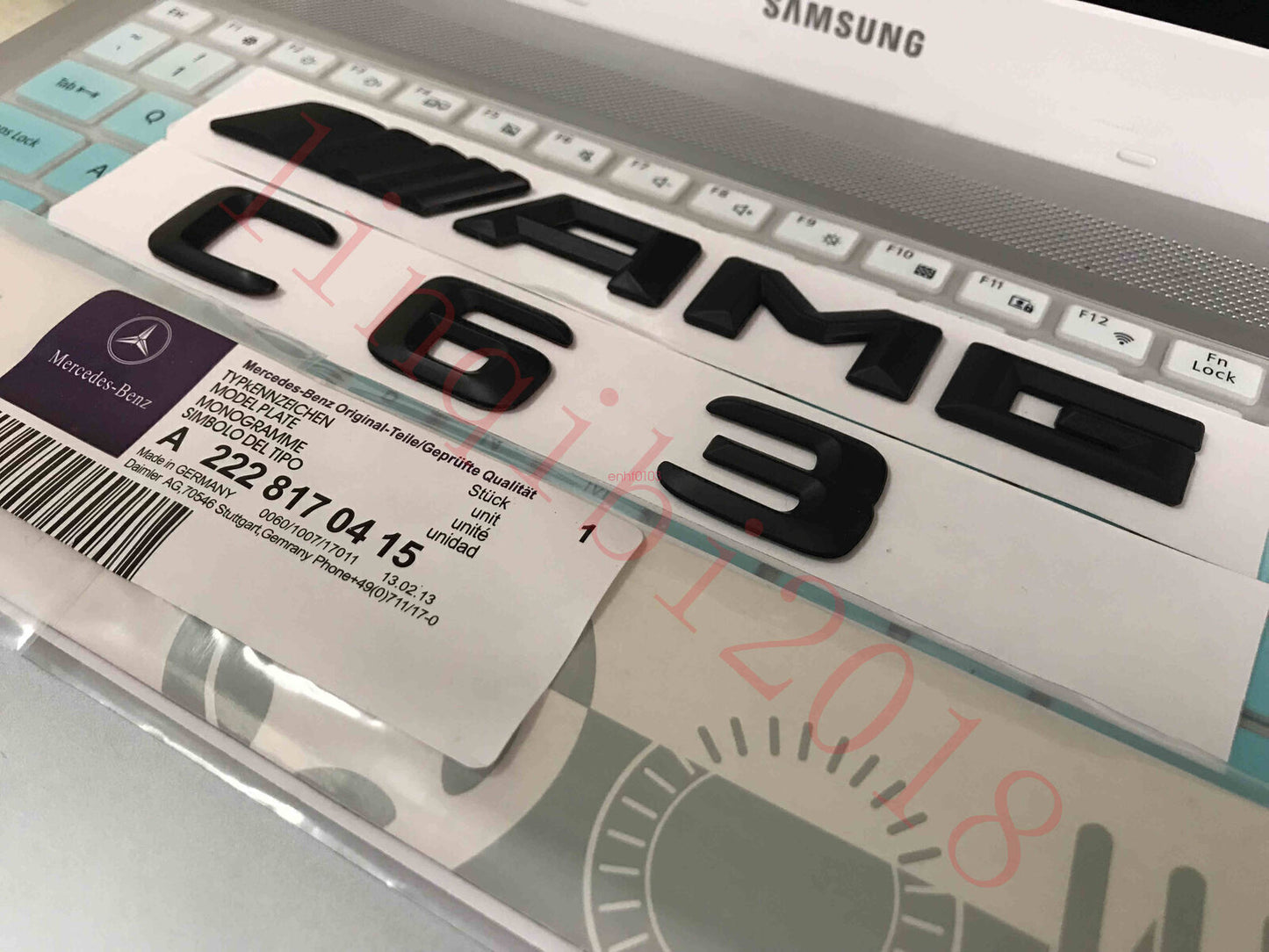Matt black C63 + AMG Letters Trunk Emblem Badge Sticker for AMG