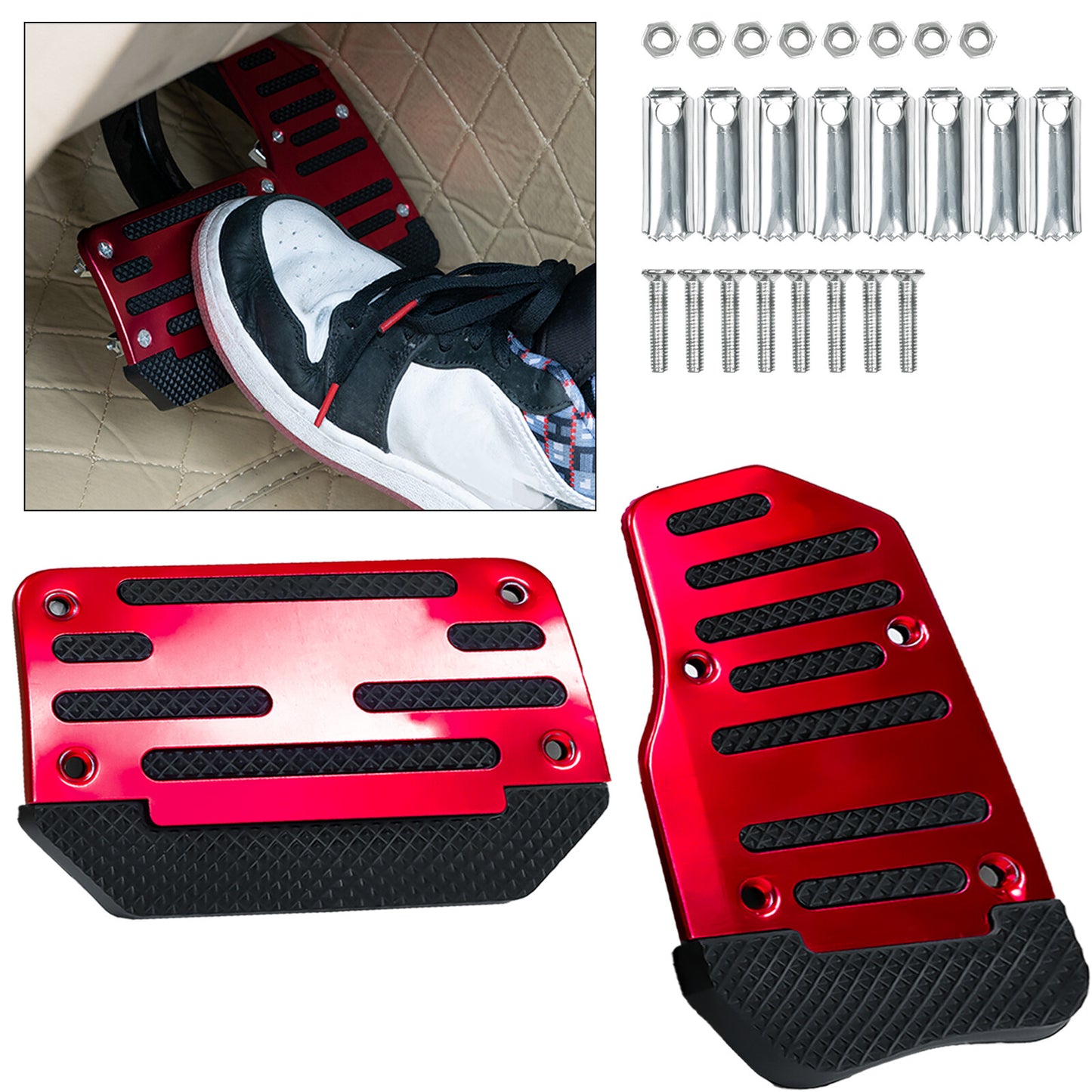 2pcs Aluminum universal accelerator pedal + brake pedal pedal pedal caps automatic Q