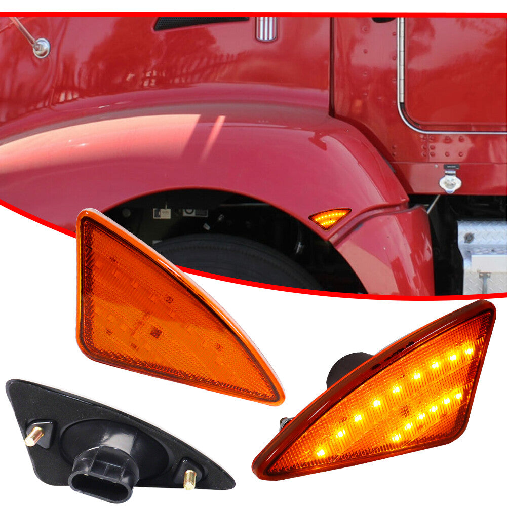 Plug and Play Amber Lens Cab Side Marker Turn Signal Light for Kenworth 2008 - 2021- v