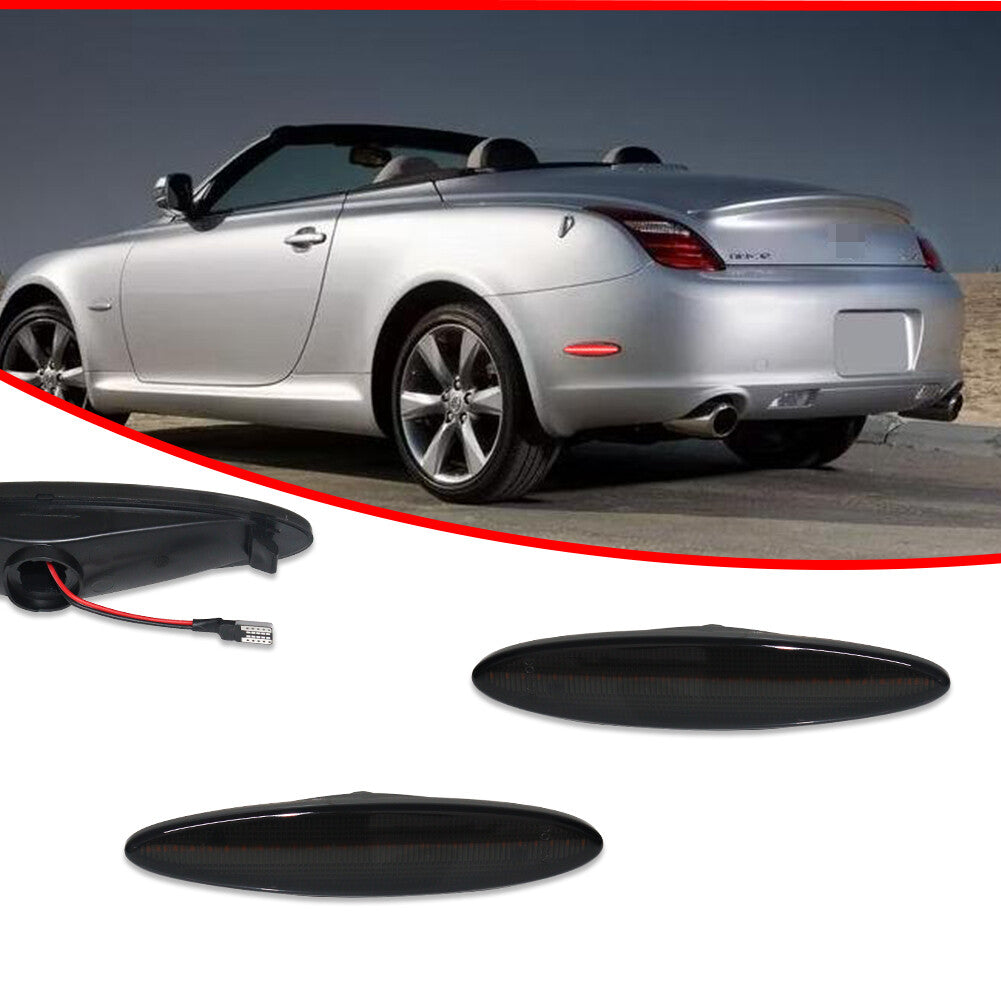For 2002 - 2010 for Lexus SC430 Smoke Lens Red LED Rear Side Marker Parking Lights Pair - v