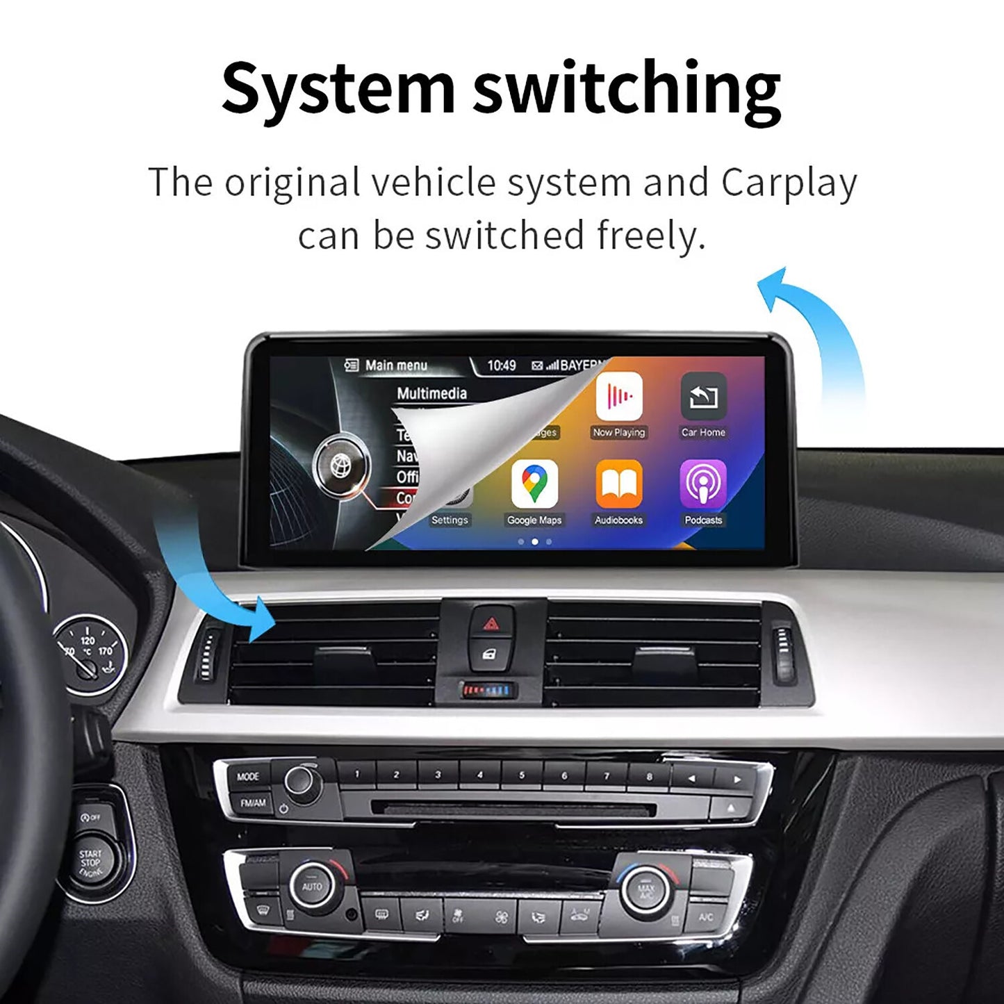 10.25' Wireless CarPlay Touchscreen Stereo for BMW F31 F30 F34 F80 F32 F31 F36