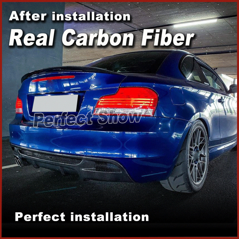 REAL Carbon Rear Bumper Diffuser Single Exhuast for BMW 1Series E82 M-Sport