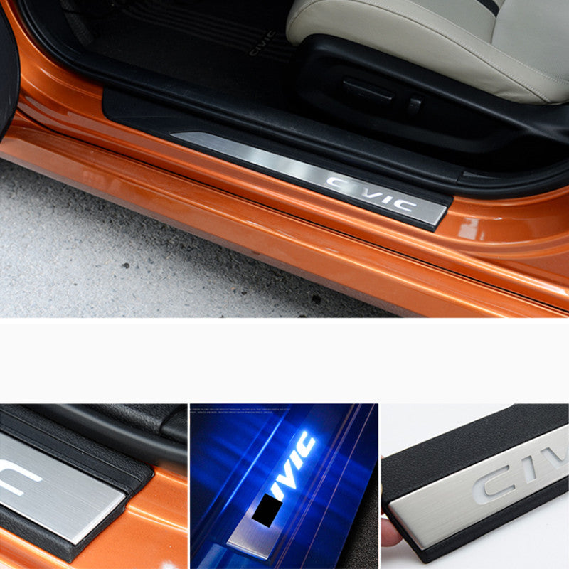 for Honda for Civic Sedan 2016-2021 Blue Illuminated LED Door Sill Scuff Plate Guard