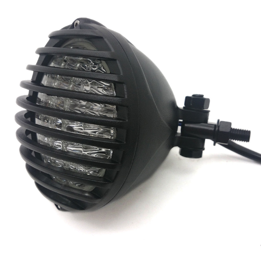 5 Black Retro Scalloped Finned Headlight Grill for Harley Bobber Chopper Custom Q