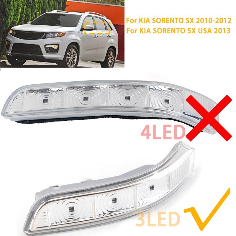 Pair Rearview Mirror Signal Light for Kia Sorento SX 2010-2012 SX LX 2013