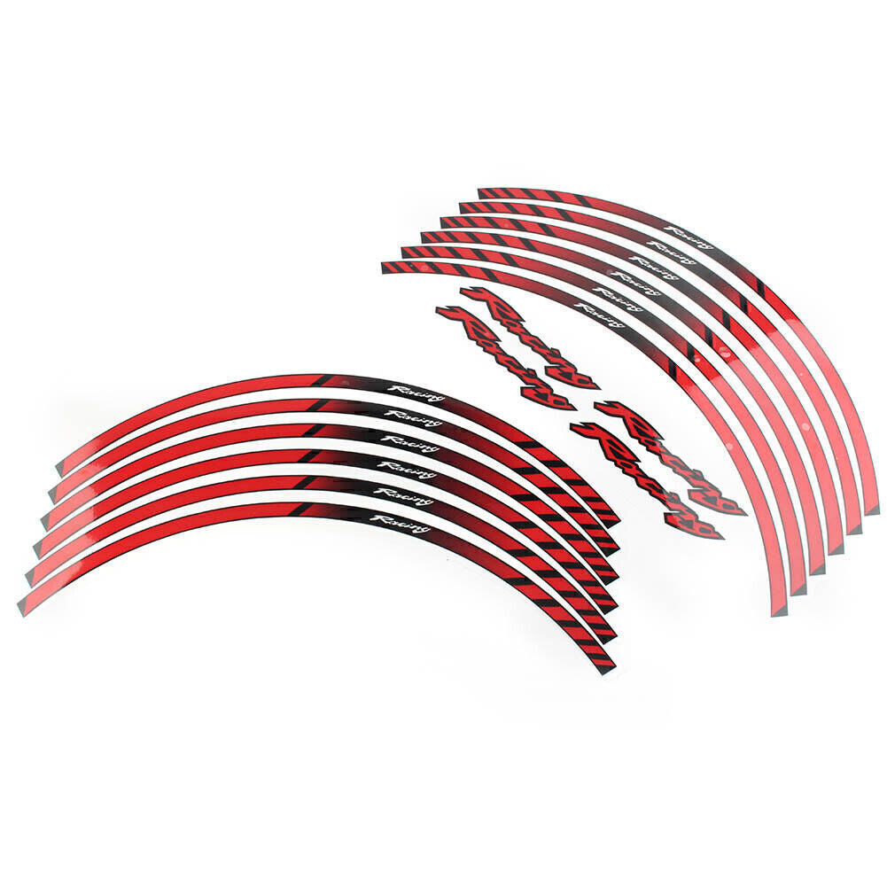 17 18 Motorcycle Wheel Rim Tape Decal Stripes Sticker Universal Red