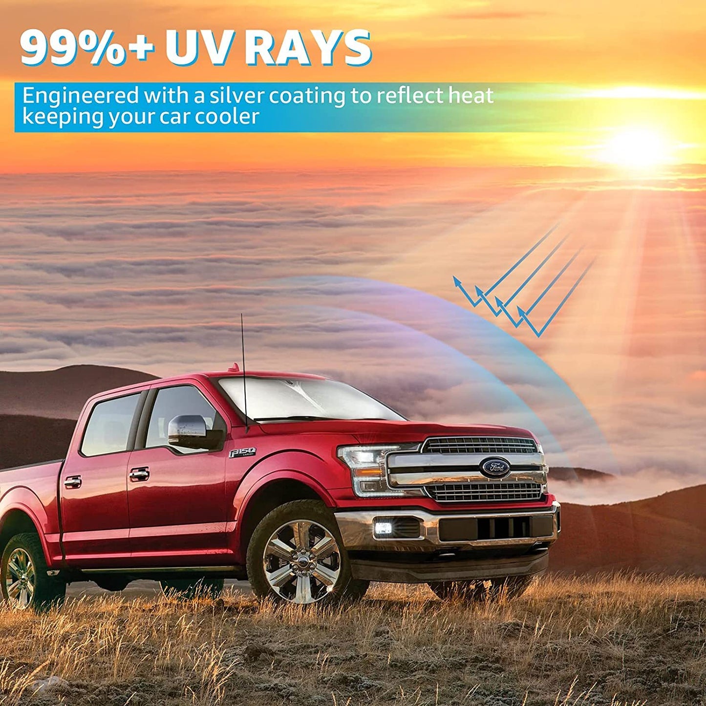 Fits 2015-2020 for Ford F150 Truck Front Windshield Sun Shade UV Block Cover Visor