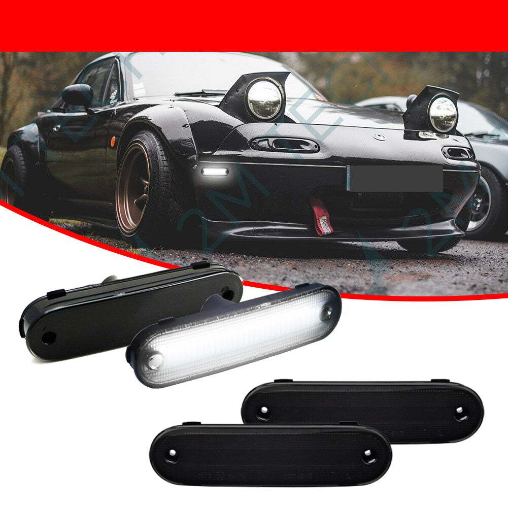 Smoke front and rear white LED side marker lights suitable for Mazda Miata MX-5 from 1990 to 2005- v
