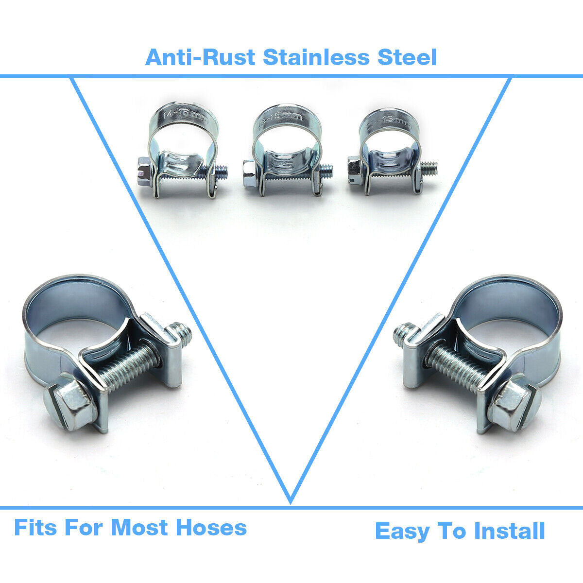 30 Pcs 1/4 5/16 3/8 Fuel Injection Gas Line Hose Clamps Clip Pipe Clamp NEW