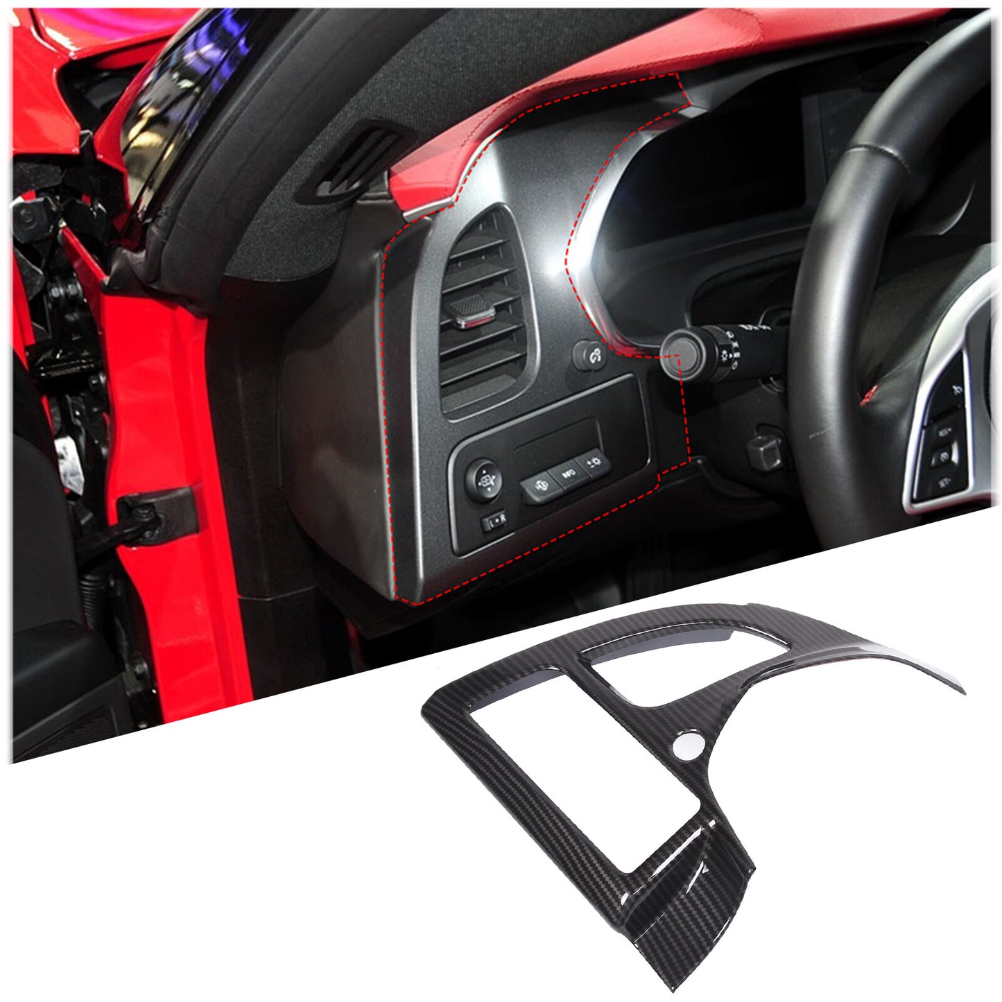 3-Piece Front Passenger Center Control Armrest Panel Trim for Corvette C7 2014-19- v