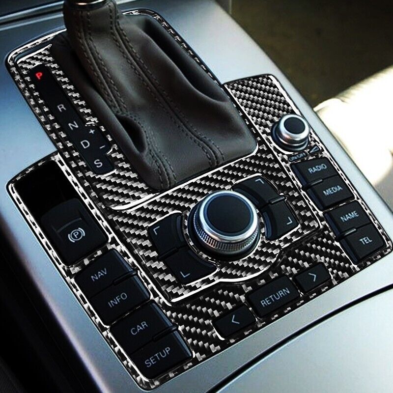 Real Carbon Fiber Car Gear Shift Panel Cover Trim for Audi for A6 S6 2005 2006-2011
