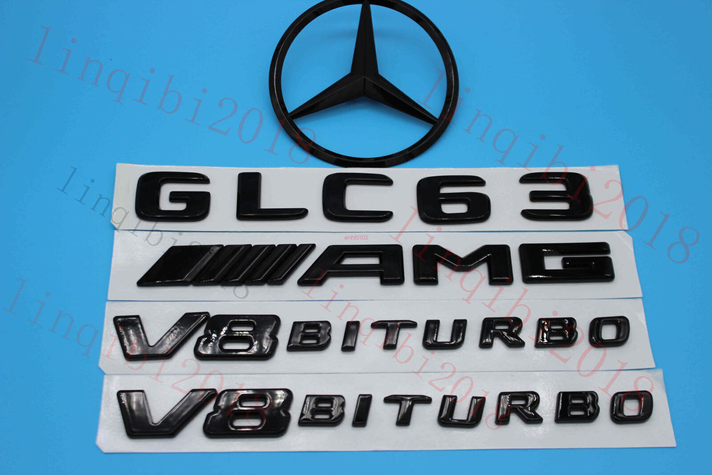 1Set GLC63 AMG Trunk Logo Sticker Decal Emblem Badge Package For W253