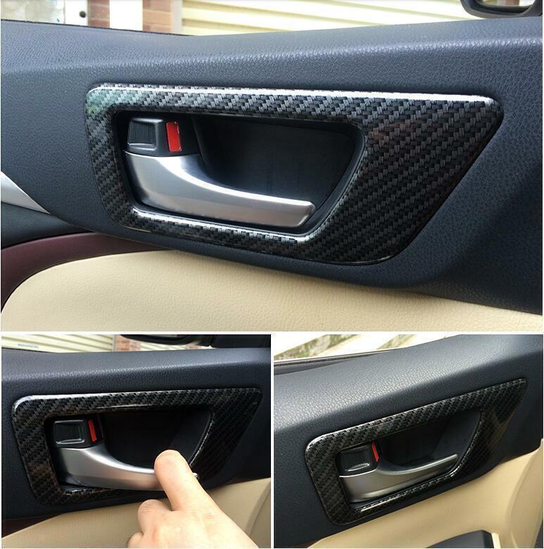 Carbon Fiber Style Inner Door Bowl Frame Cover Trim for Toyota Highlander 17-19