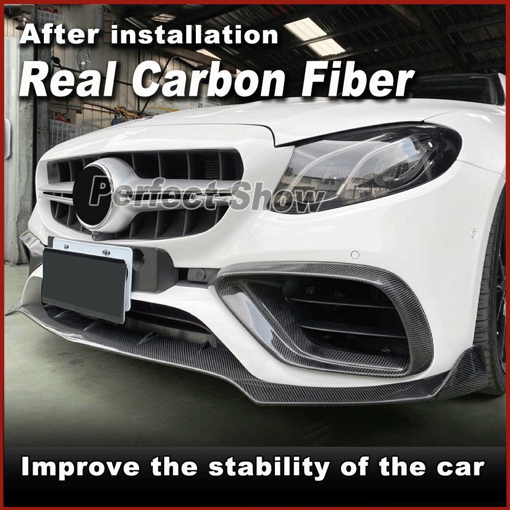 for Benz W213 S213 E63 2016-20 Real Carbon Fiber Front Bumper Air Vent Cover
