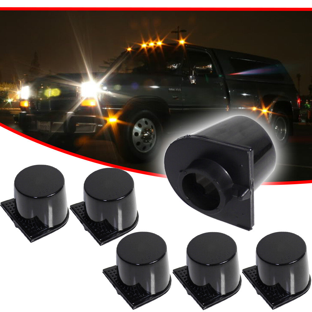 5pcs Roof Cab Marker Clearance Light Black Protective Cover + Base Shell for 1984 - 1993 for Dodge - v
