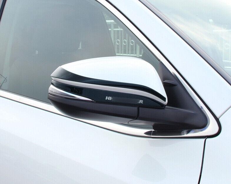for Toyota Highlander 2014-2019 Black Steel Rearview Mirror Decor Strip Trim 4PC
