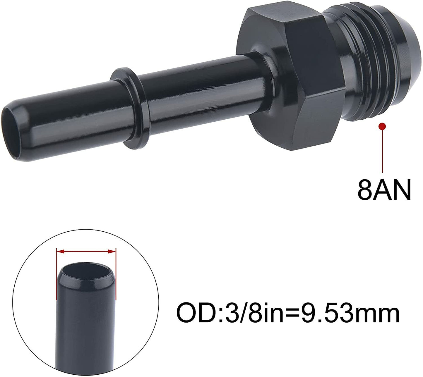 2-Pack 8AN Male Flash to 3/8 inch Quick Disconnect Male Push-EFI Connector Adapter