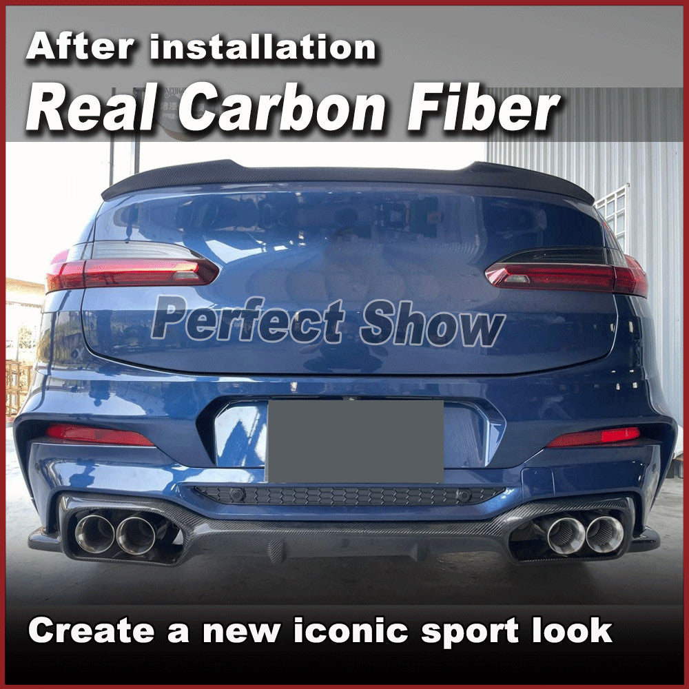 Fit for BMW F98 X4M 19-21 Real Carbon Rear Bumper Diffuser Lip Spolier Splitter