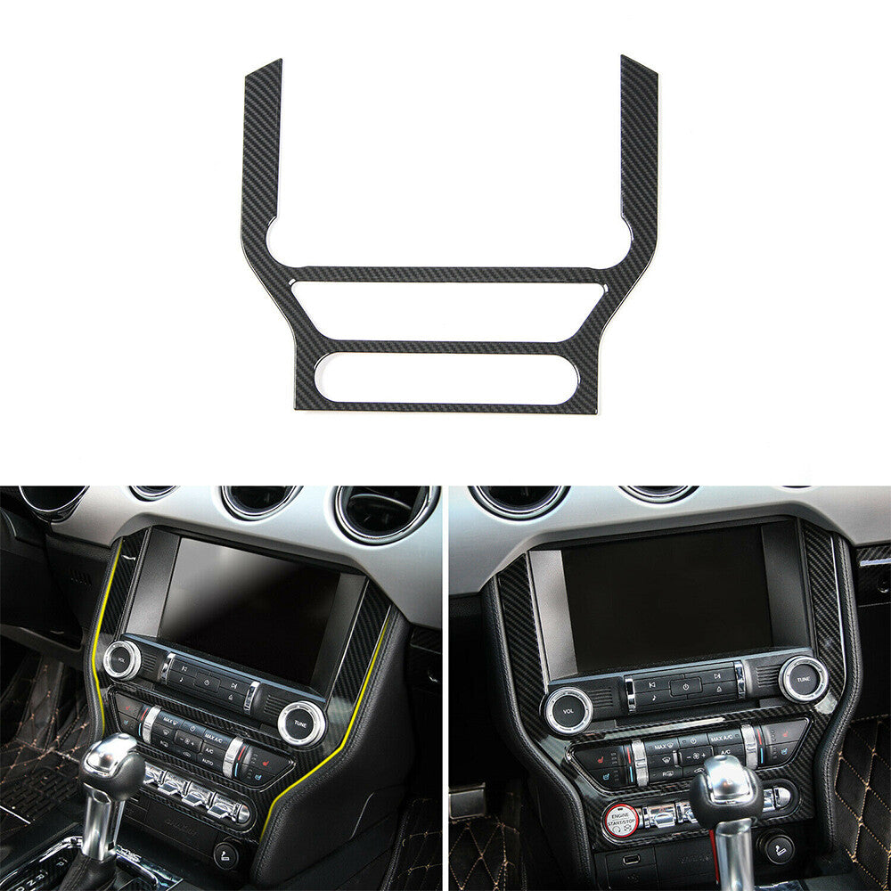 Multimedia central control panel protective cover for 2015-2019 for Ford for Mustang carbon fiber