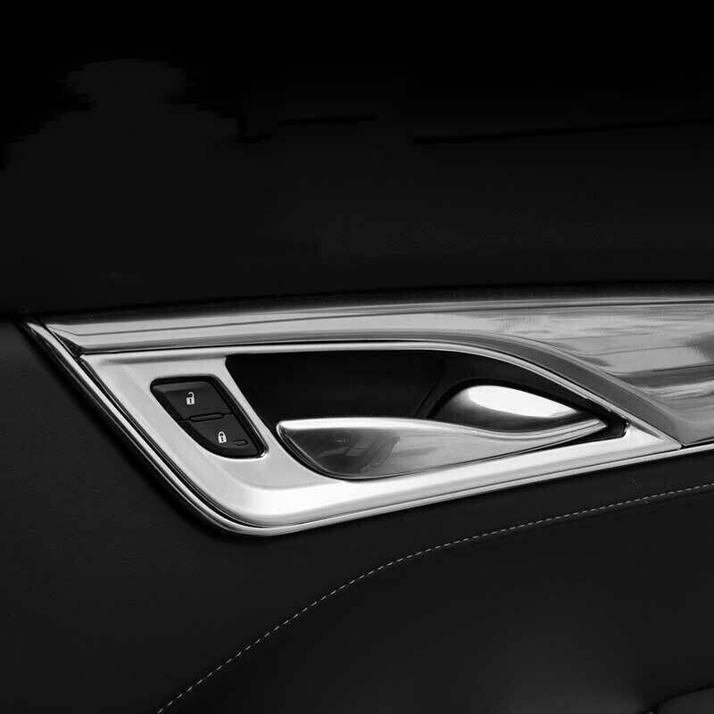 4P Inner Door Handle Frame Trim Mate Silver Steel Fit for Cadillac CT5 2020-2024