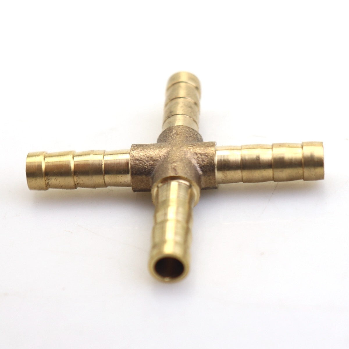 2PC 1/4(6mm) HOSE BARB 4 WAY Cross Brass Pipe Fitting Thread Gas Fuel Water Air