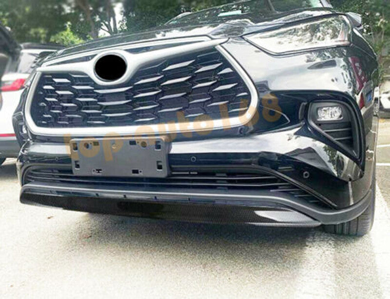 Carbon Fiber ABS Front Bumper Bottom Molding Trim for Toyota Highlander 2020-23