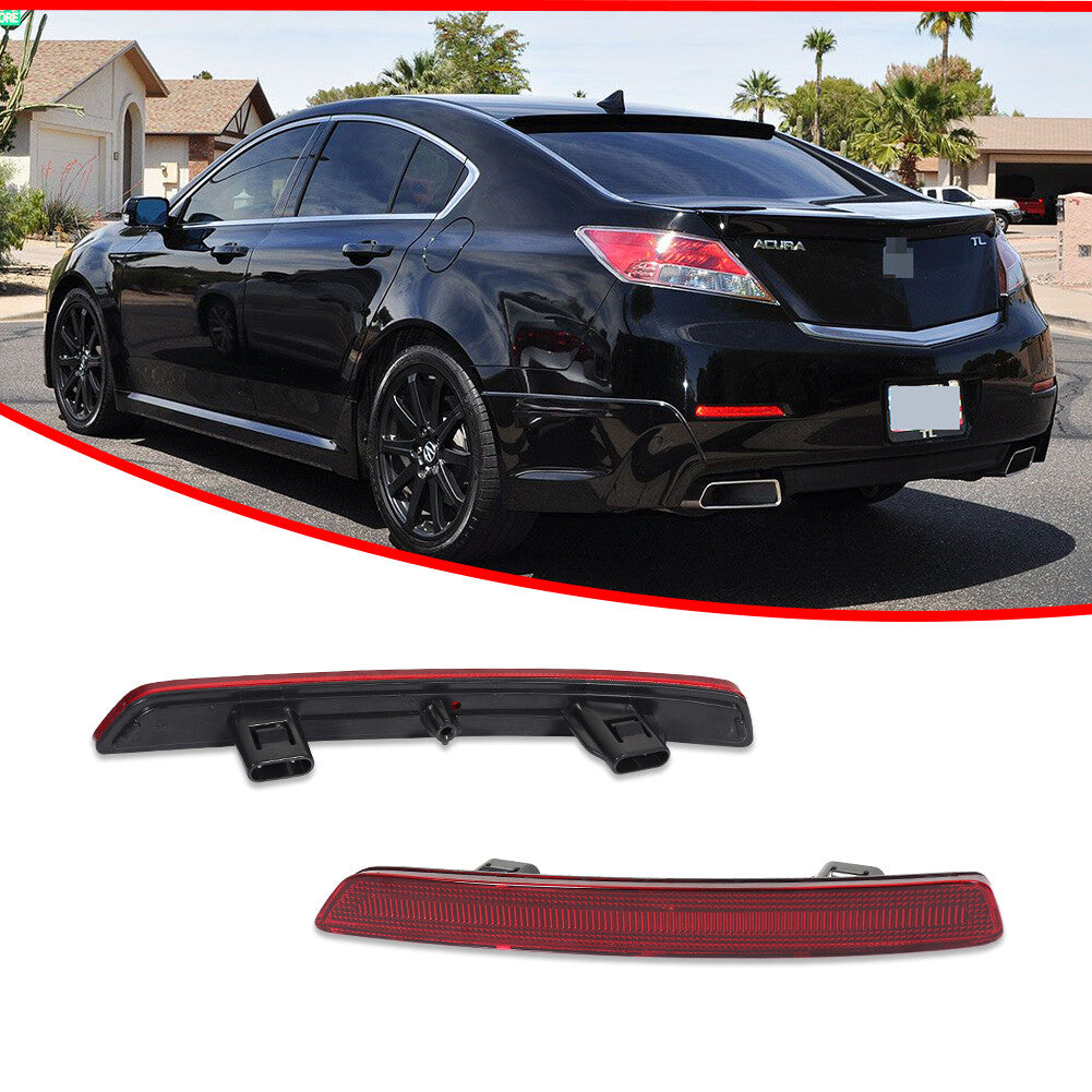 Red lens rear bumper reflector lights one pair 2 piece set for 2012 2013 for Acura TL- v