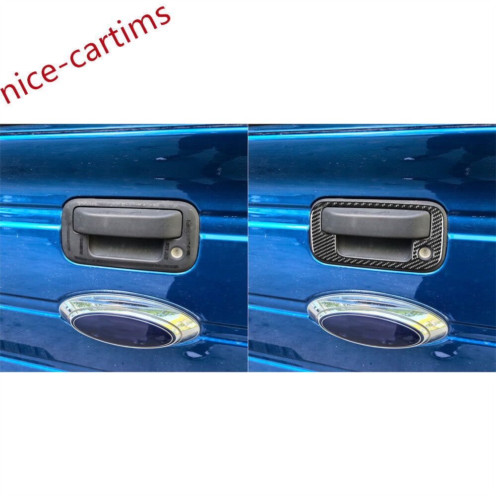 Carbon Fiber Tailgate Rear Trunk Handle Bowl Panel Cover for Ford F150 2009-2014