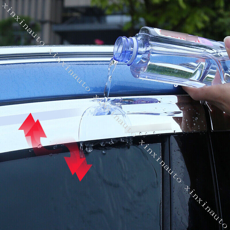 6P for Volvo XC90 2015-2021 Chrome Side Window Vent Visors Sun Rain Wind Guards
