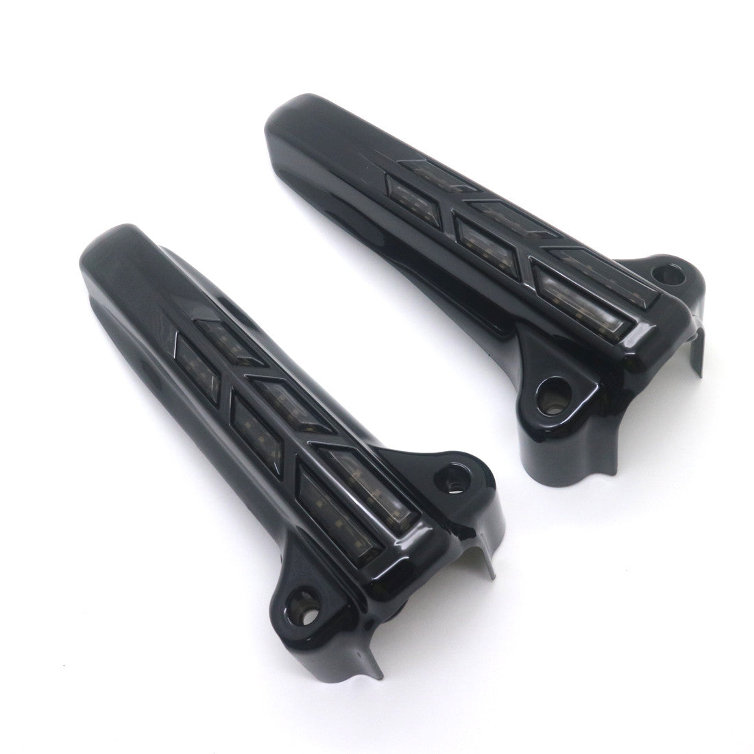 Red LED Light Front Lower Fork Leg Black Covers for Harley FLHR FLHT FLHX 14-17 Q