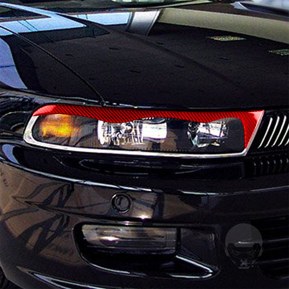 Red Carbon Fiber Headlight Eyelids Eyebrow Cover for Mitsubishi Galant 1997-2002