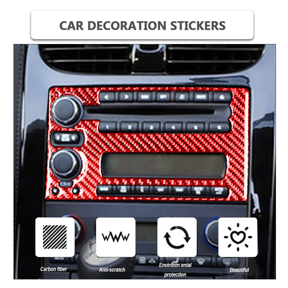 for Chevrolet for Corvette C6 2005-07 RED Carbon Fiber Console Radio CD Panel Trim