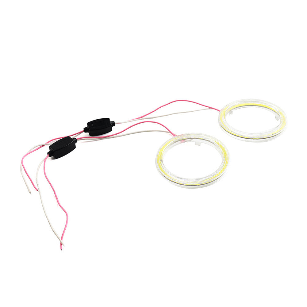70MM DRL Car Fog Headlights Lamp COB Angel Eyes Halo Ring LED Light Lamps Red