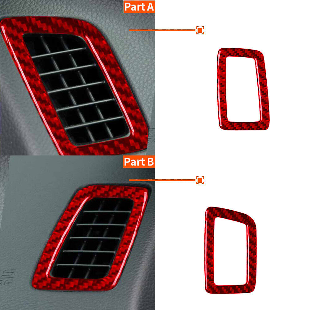 Red Carbon Fiber Dashboard Air Vent Outlet Ring Cover for Honda Accord 2013-2017
