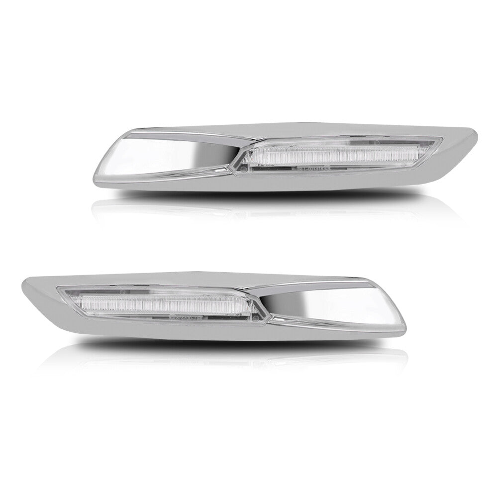 2pcs for 1 3 5 Silver Clear Lens F10 Style Amber LED Side Marker Lights - v