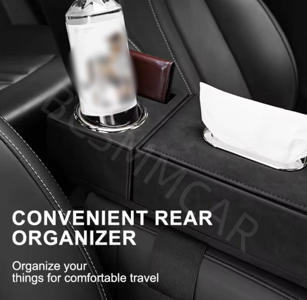 Car Armrest Cushion Mat Tissue Storage Box Center Console Protection Black Q