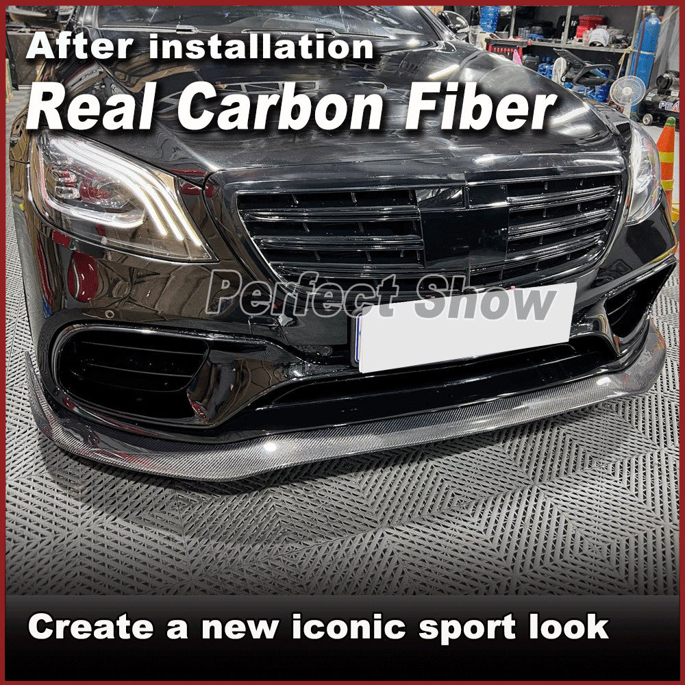 for Mercedes-Benz W222 S63 S65 2018-2020 Real Carbon Fiber Front Bumper Lip