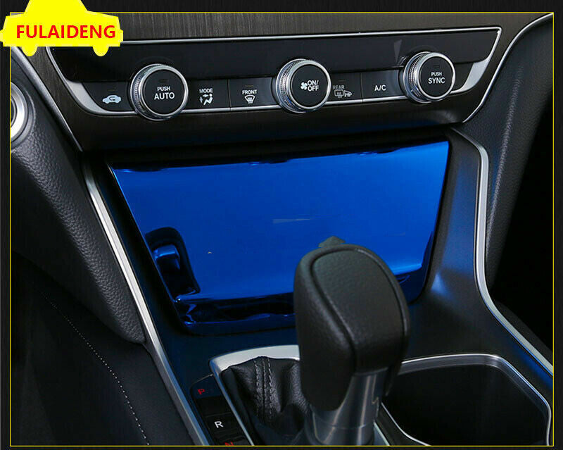 for Honda Accord 2018-2022 Blue Interior Gear Shift Box Panel Cover Trim S.Steel