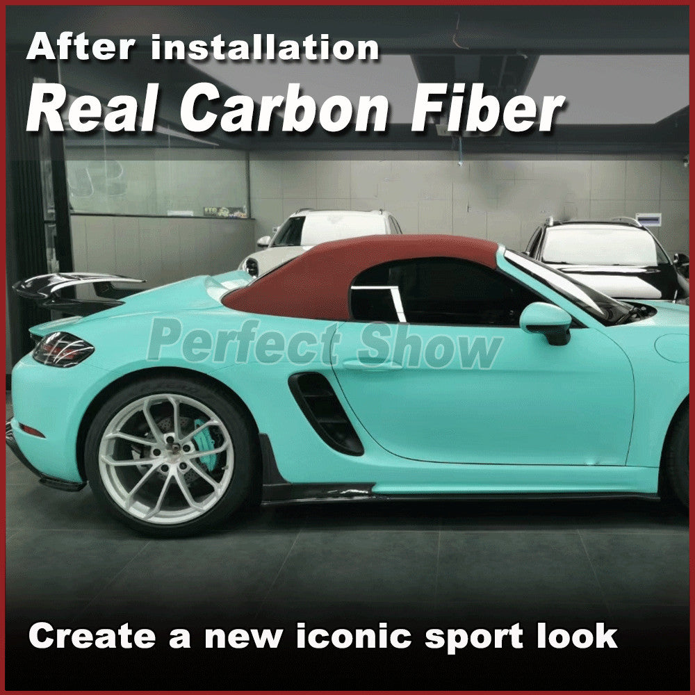Fit for Porsche 718 Cayman Spyder Carbon Fiber Side Skirts Extension Lip
