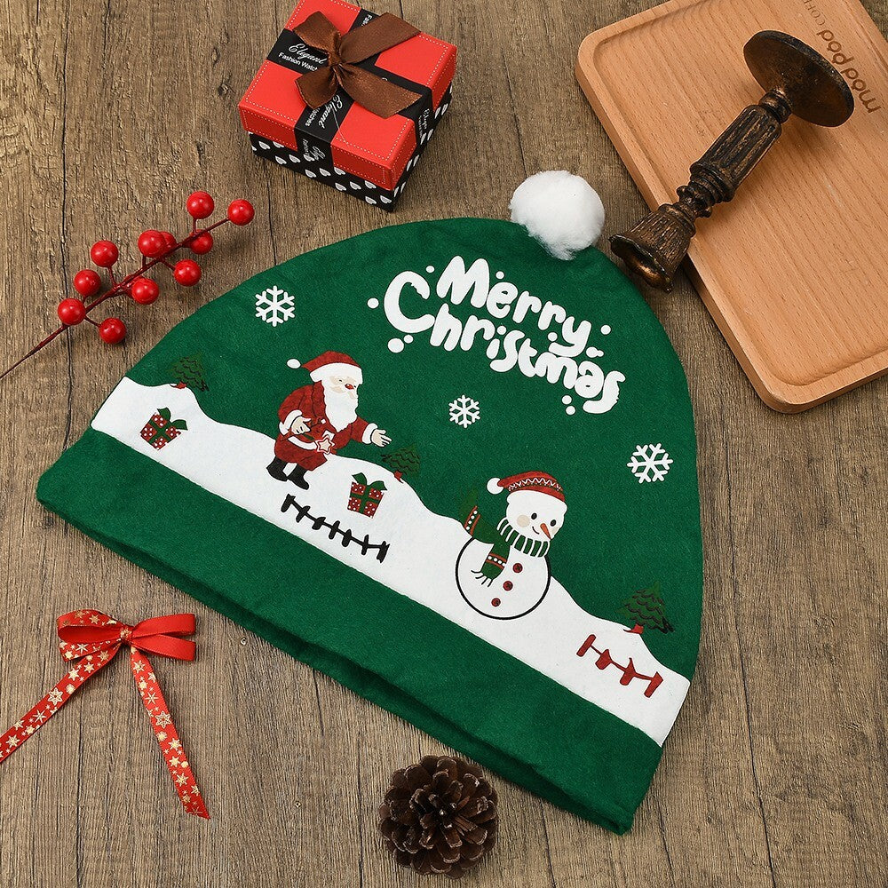 4pcs Santa Claus Hat For Car for Seat Auto Headrest Decor ProtectorSanta And Snowman