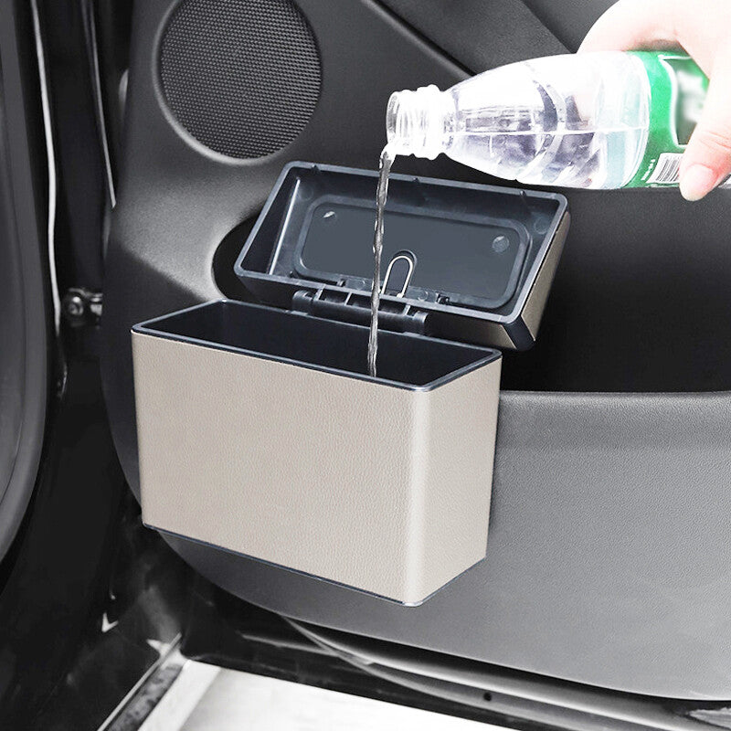 1-Pack Car Leather Door for Seat Backrest Hanging Trash Bags Waterproof Trash Can n