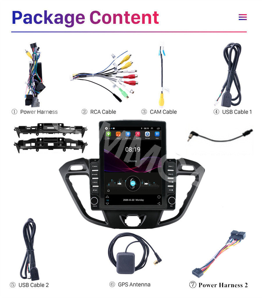 Android 13 For Carplay Car Stereo Radio Fit for Ford Transit Custom 2013-2018
