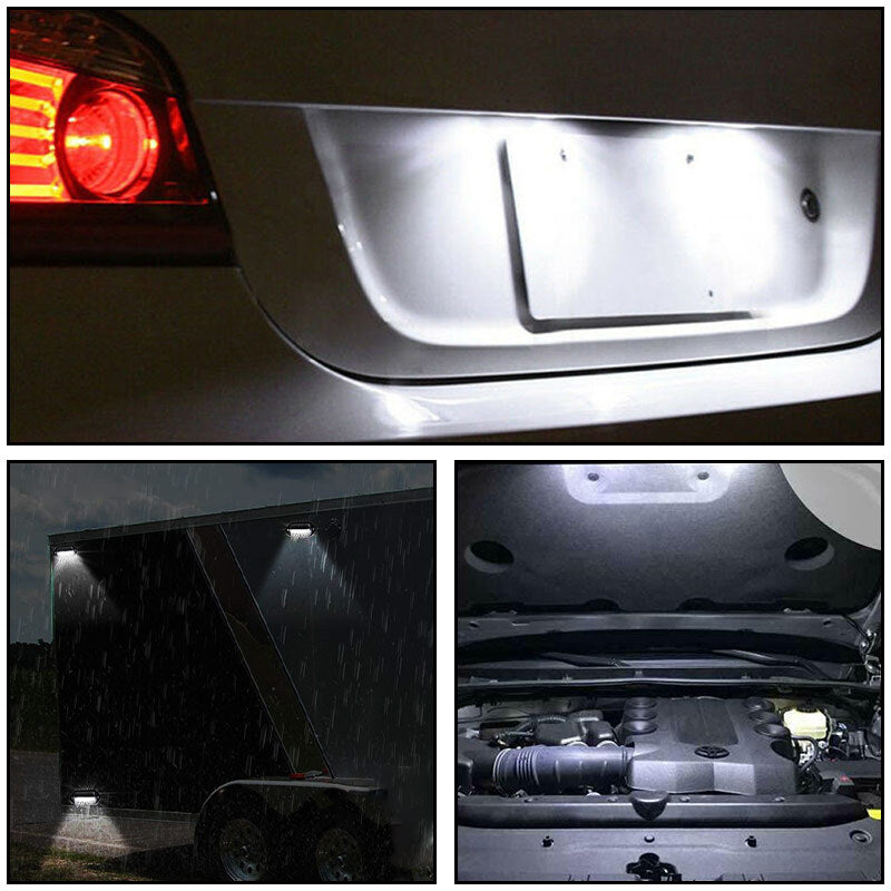 2X Universal White LED License Plate Tag Light Lamp For Truck Trailer Van SUV RV