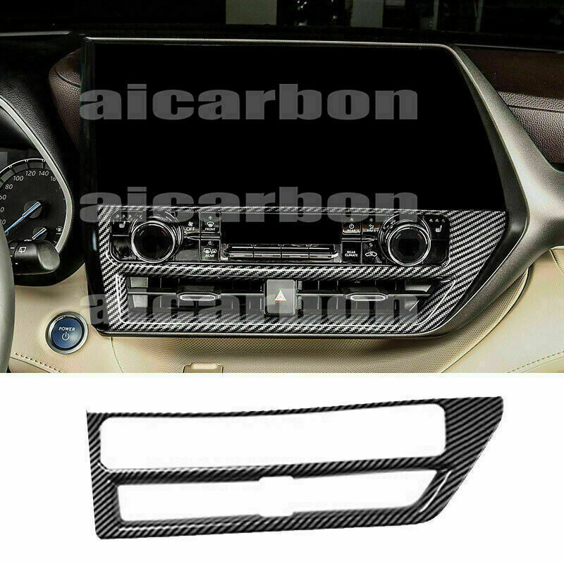 Carbon Fiber Style Console Navigation Frame Trim for Toyota Highlander 2020-2023