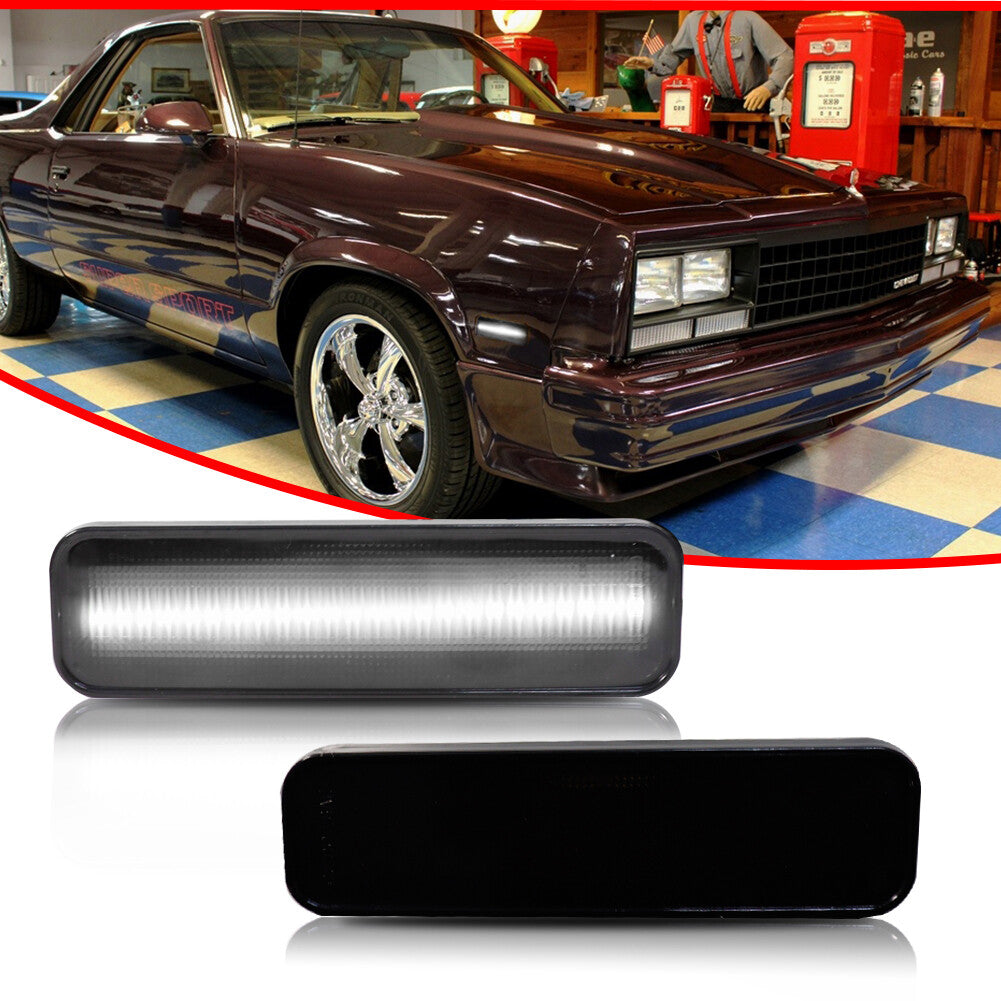 Smoke White LED Side Marker Lights for 82-87 for El Camino and for GMC Caballero - v
