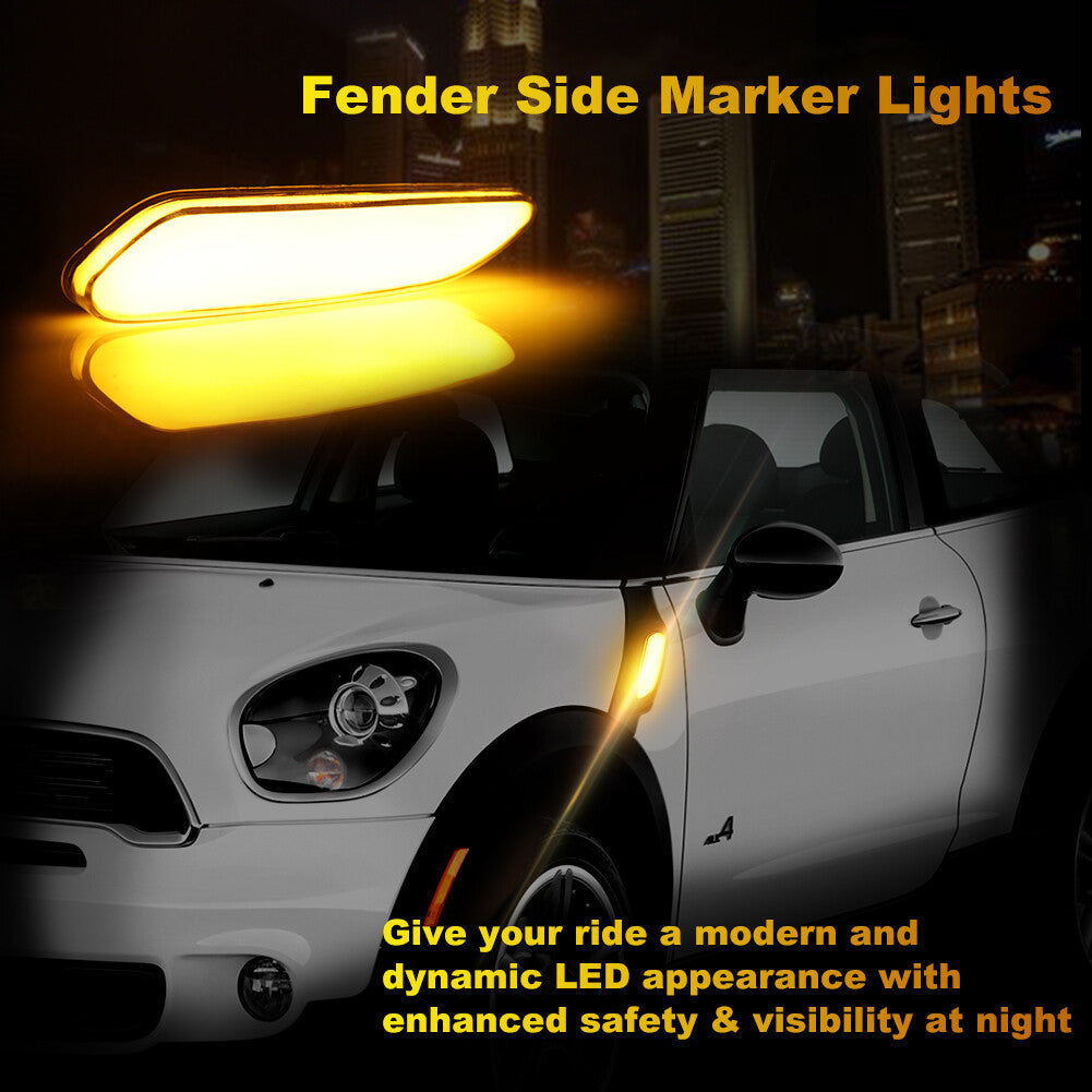 Suitable for Mini Cooper R60 R61 amber LED front fender side marker signal light, transparent- v