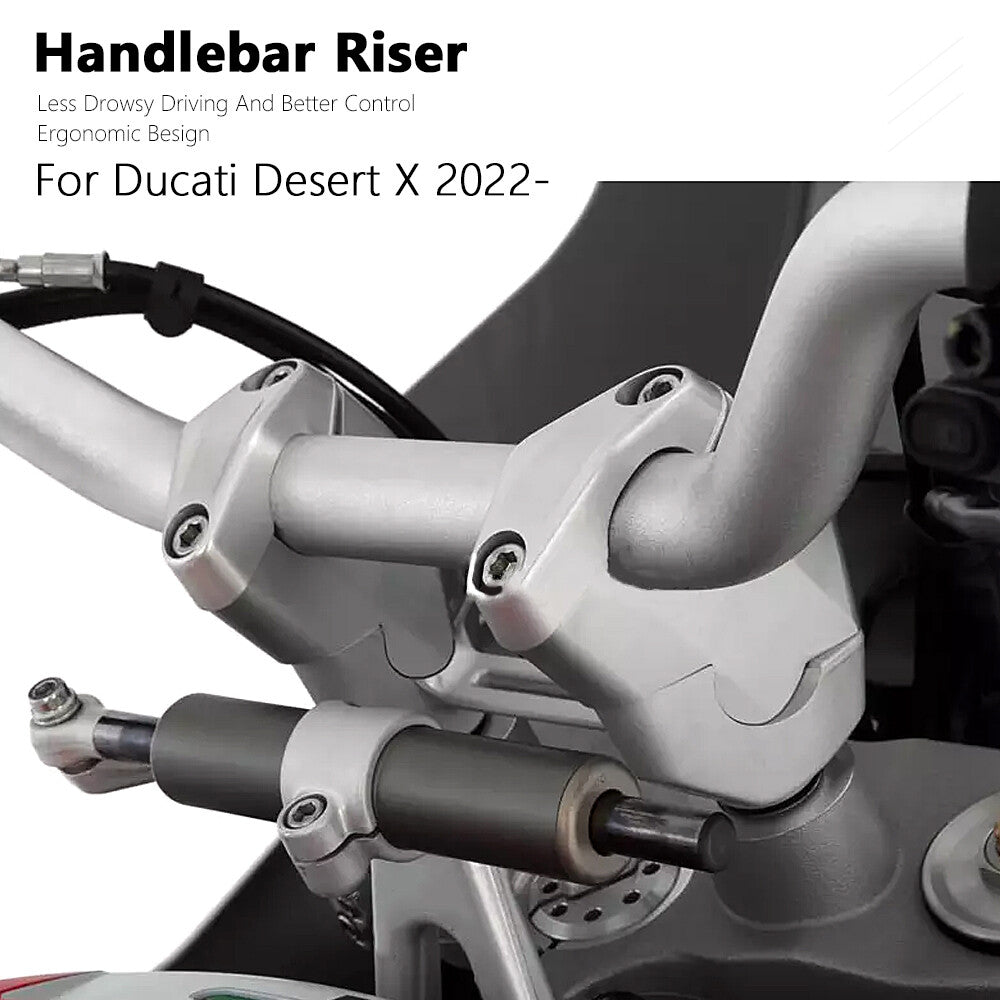 for DUCATI Desert X DesertX 2022-23 Silver Handlebar Riser Up Bracket Mount Kits