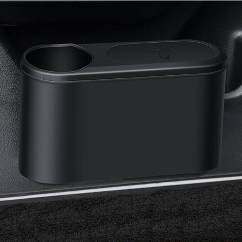 Car trash can, trash storage, dustproof container with cup holder, 1 piece - n