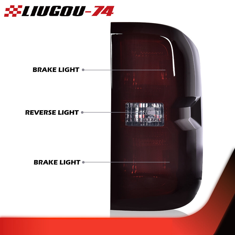 Fits 2014 - 2019 Silverado Smoked Lens Rear Tail Light Brake Light Left + Right - v